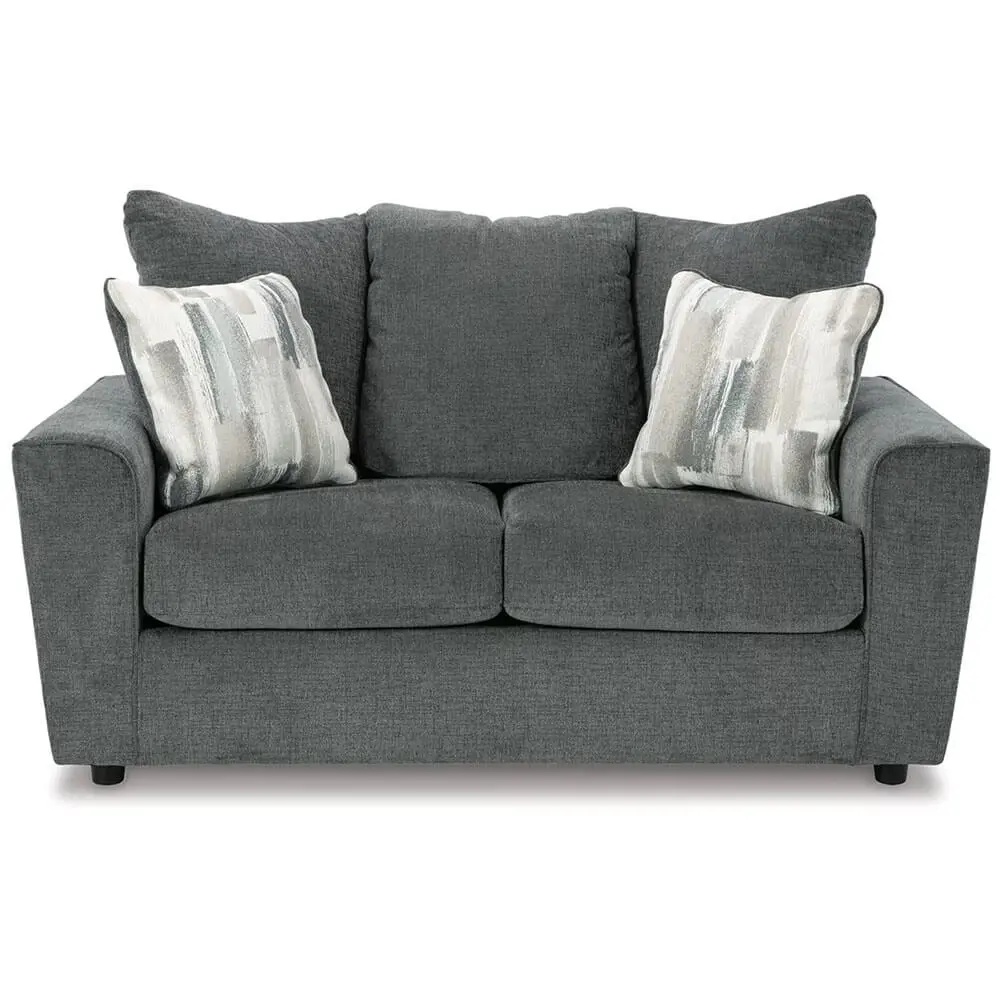 Ashley Furniture Stairatt Contemporary Fabric & Wood Loveseat Gray