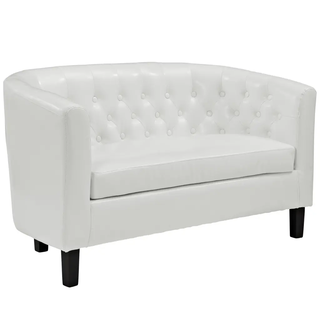 Modern Contemporary Living Room Two Seater Loveseat Sofa White Elegant Spaces
