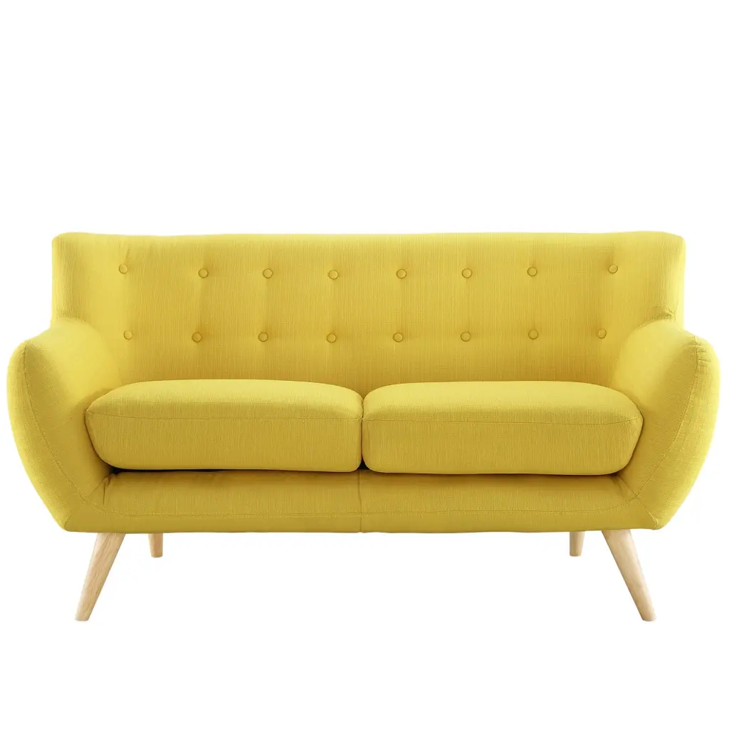 Modern Contemporary Loveseat Yellow Fabric - Chic Sofa Small Spaces