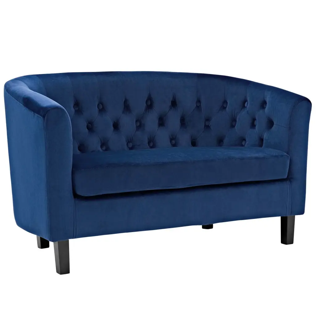 Modern Contemporary Urban Design Loveseat Sofa Navy Blue Fabric - Stylish and Comfortable