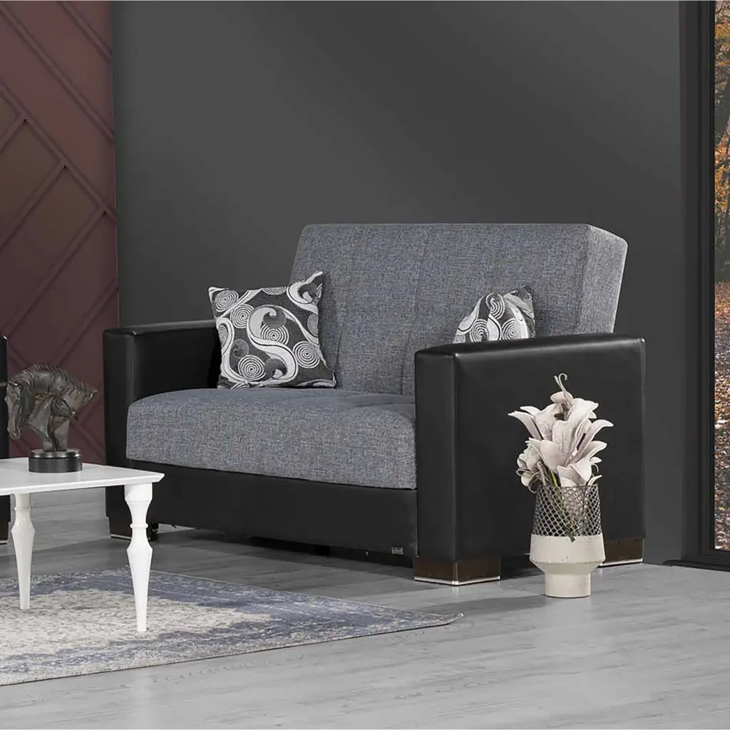 ARMADA Loveseat 5 Gray and Black Modern Living Room Ottomanson