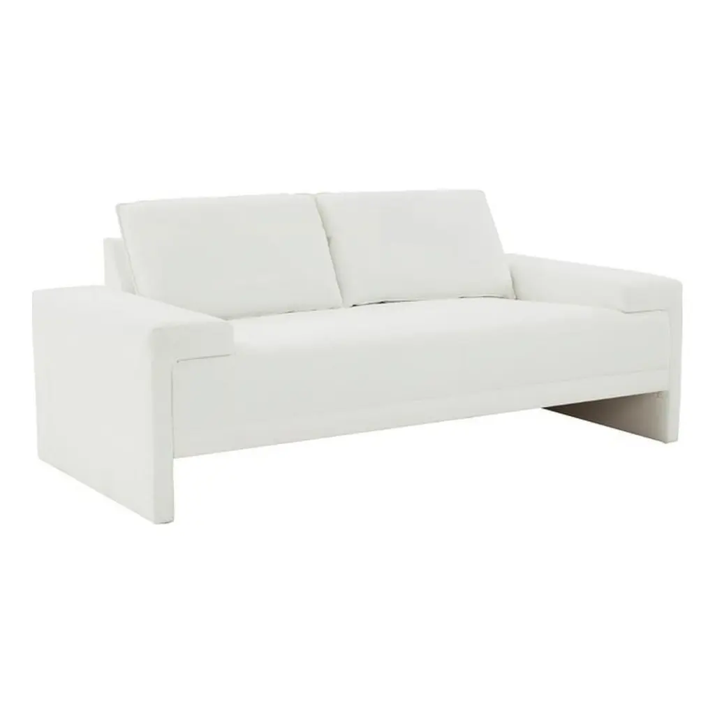 Pemberly Row Contemporary Pearl White Finish Upholstery Loveseat