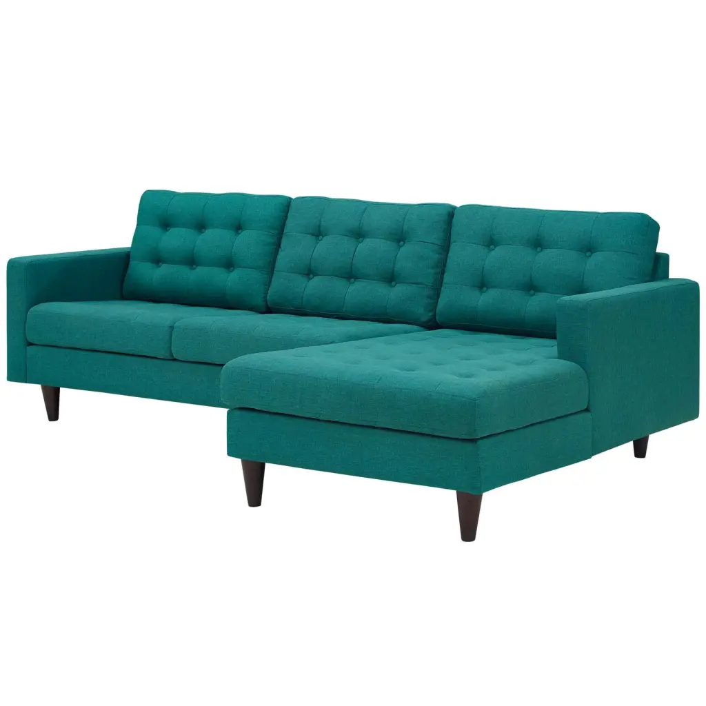 Modern Aqua Blue Fabric Sectional Sofa Living Room or Lobby