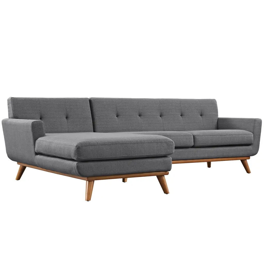 Modern Contemporary Left-Facing Sectional Sofa Grey Fabric Stylish Living Room Furniture
