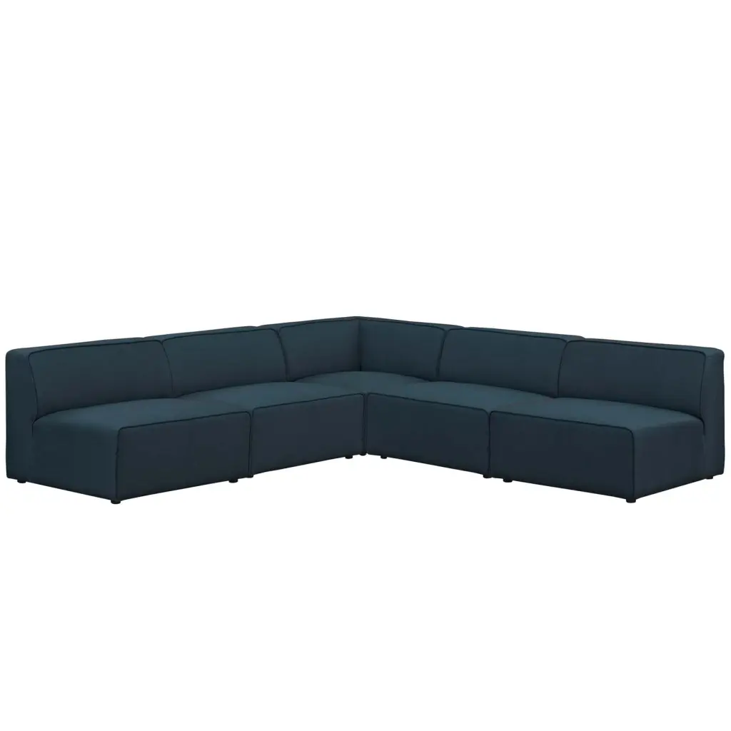 Modern Contemporary Urban Design Living Room Lounge Club Lobby Sectional Sofa Set Blue Fabric