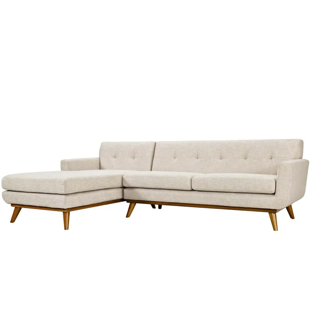 Modern Contemporary Urban Design Living Room Lounge Club Lobby Sectional Sofa Beige Fabric