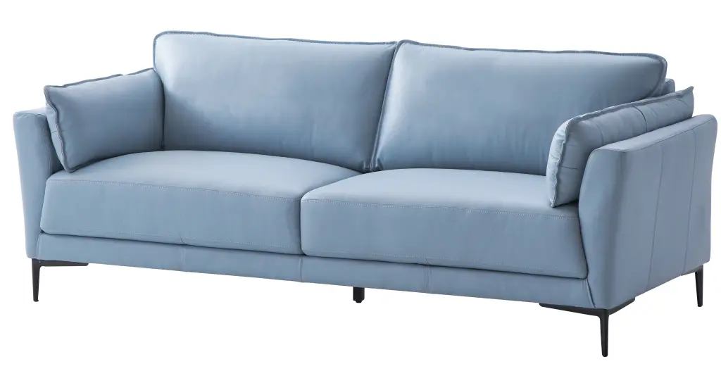 ACME Mesut Leather Upholstered Sofa Light Blue and Black Unique Design Acme Furniture