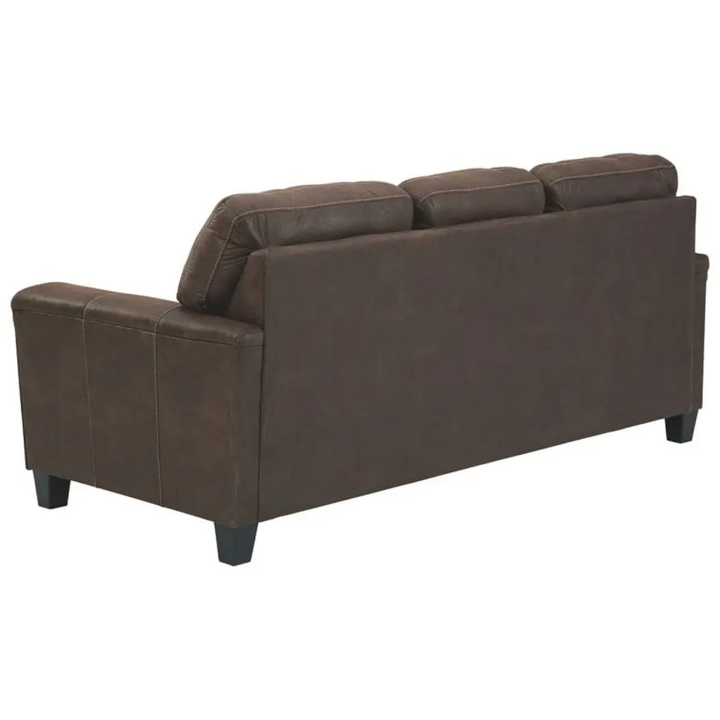 Bowery Hill Contemporary Fabric Sofa Track Armrests Chestnut Oak Finish