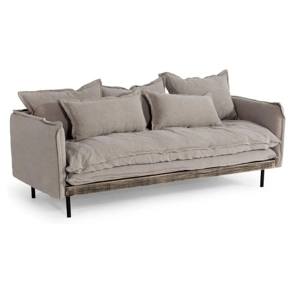 Divani Casa Mathis Removable Cushion Modern Fabric and Wood Sofa Gray