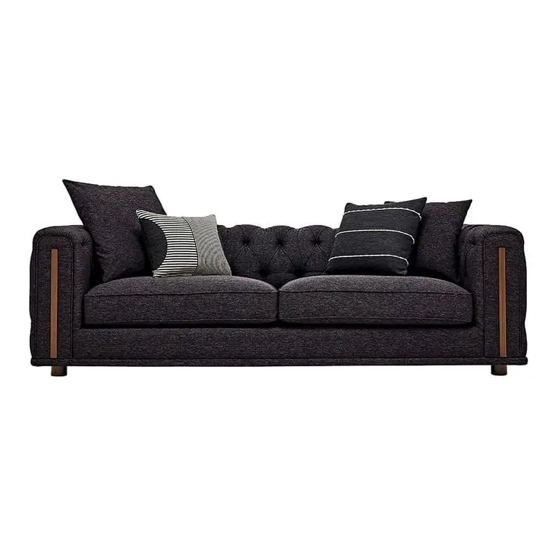 Enza Home Sirona 3-Seater Contemporary Multi-layer Fabric Sofa Black