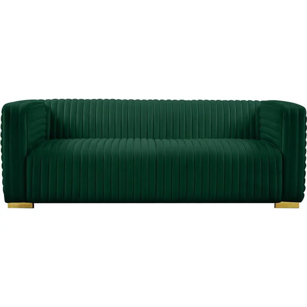 Maklaine Contemporary 31.5 Inch H Green Velvet Sofa Modern Living Room