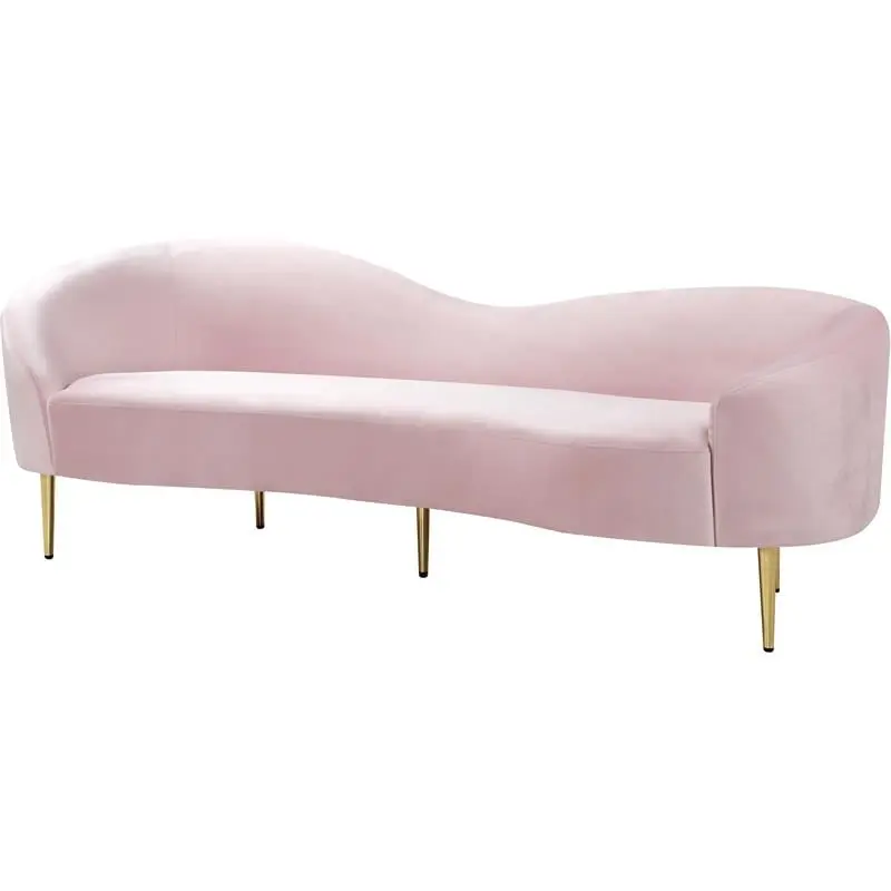 Maklaine Contemporary Pink Velvet Upholstered Sofa Modern Living Room