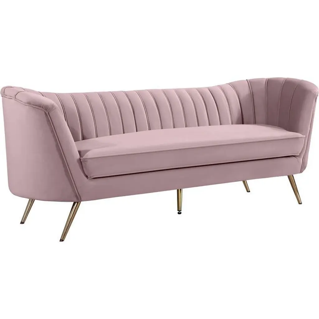 Maklaine Contemporary Upholstery Velvet Sofa Pink Modern Living Room