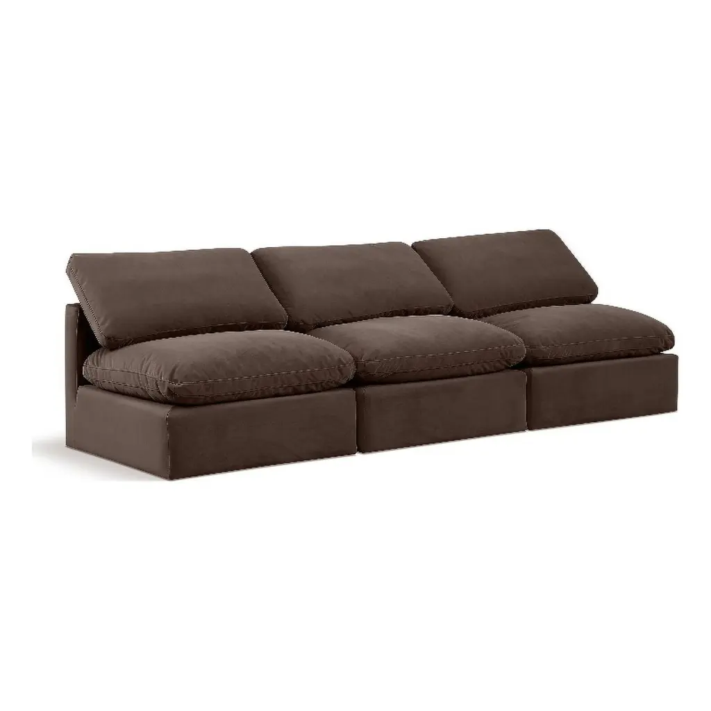 Meridian Furniture Indulge 105 Contemporary Velvet Modular Sofa Brown