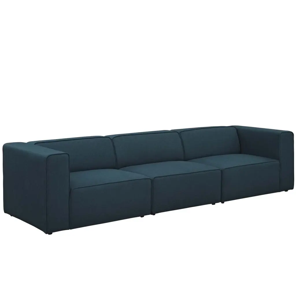 Modern Contemporary Urban Design Living Room Lounge Club Lobby Sofa Set Blue Fabric