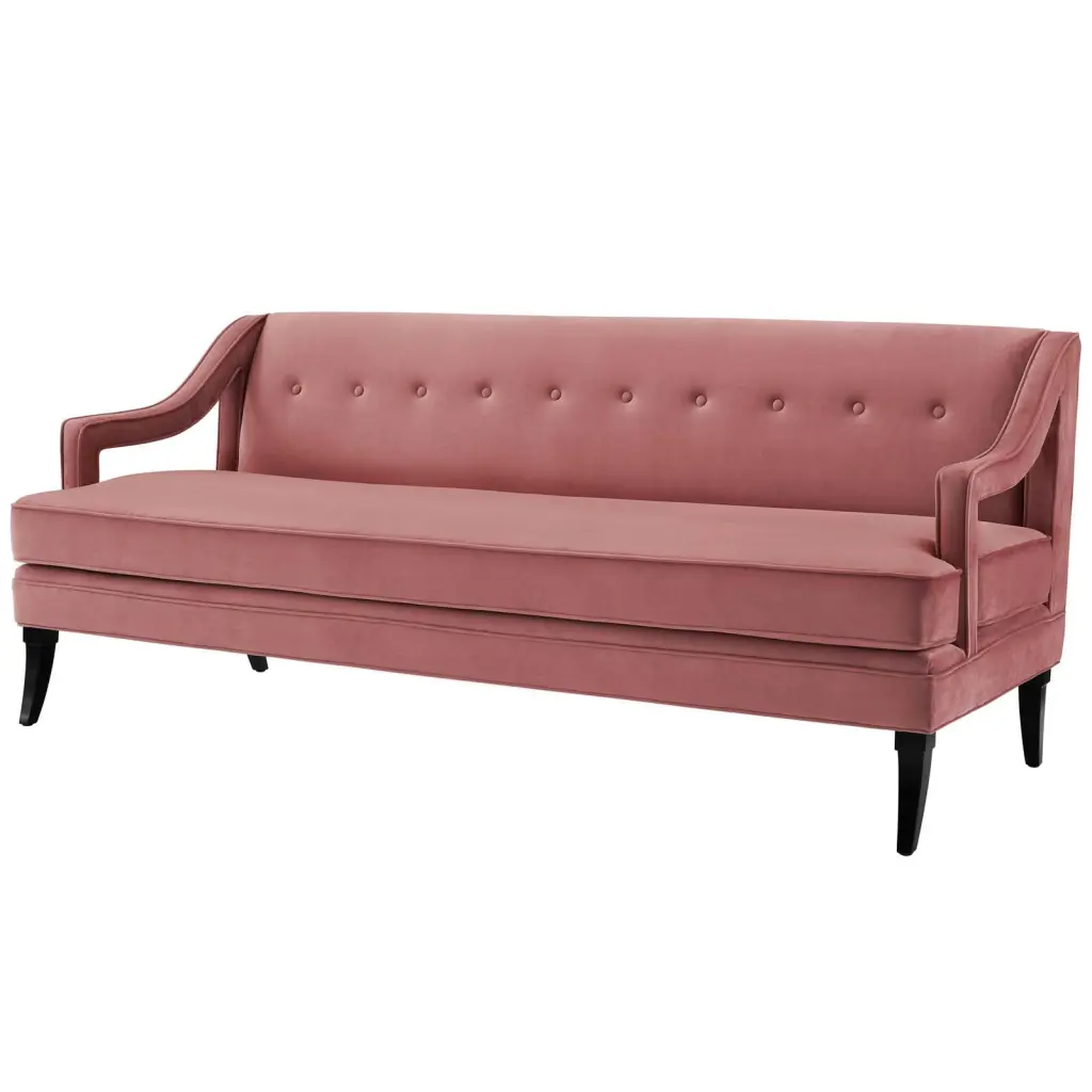 Modern Urban Design Rose Red Velvet Tufted Sofa Lounge or Lobby