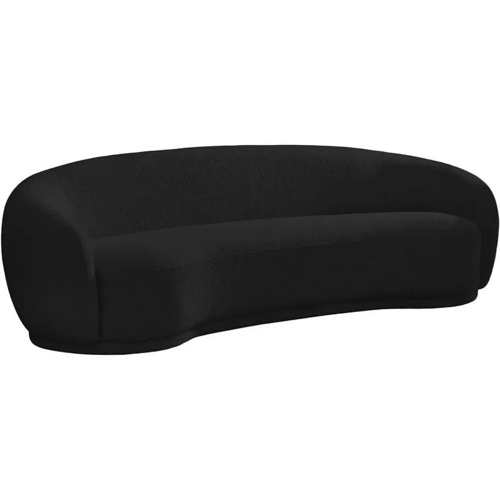 Pemberly Row Contemporary Black Boucle Fabric Sofa Rounded Back