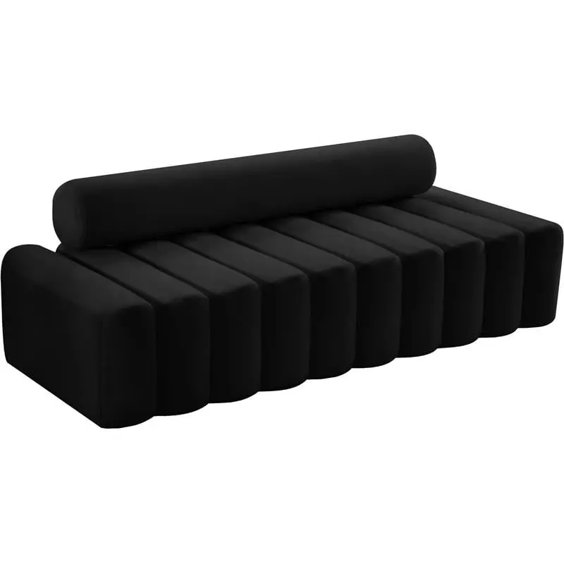 Pemberly Row Modern Contemporary Upholstered Black Velvet Sofa Living Room