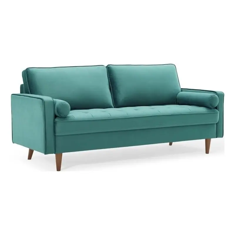 Pemberly Row Modern Style Performance Velvet Sofa Teal Finish