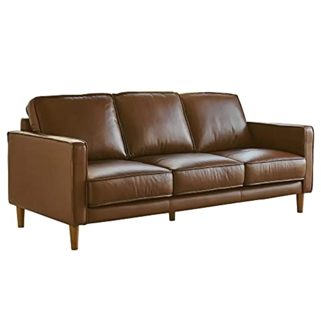 Sunset Trading Prelude 79 Chestnut Top-Grain Leather Contemporary Sofa