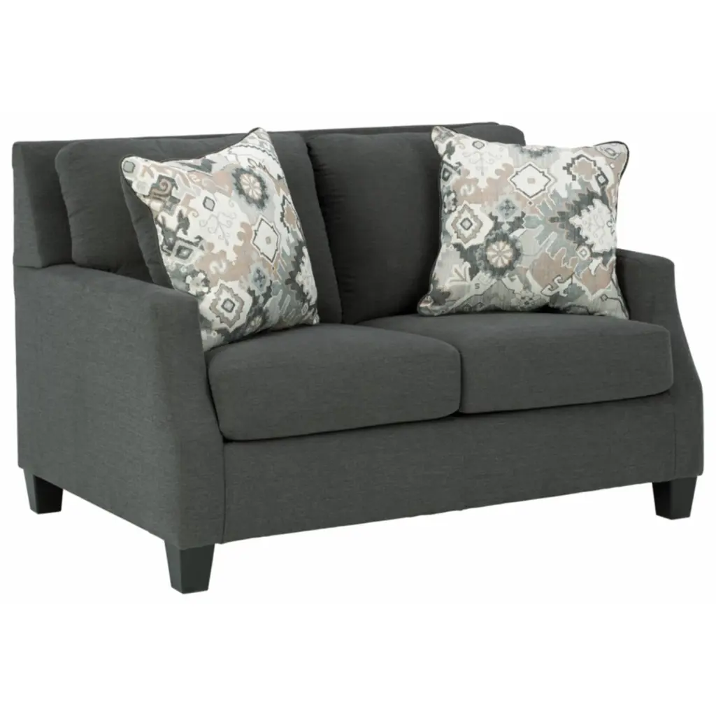 Ashley Furniture Bayonne Contemporary Fabric & Wood Loveseat Charcoal Gray - Modern 2-Seater Couch