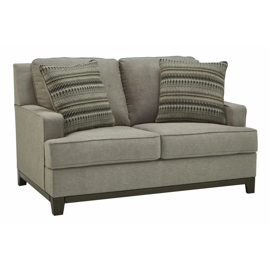 Ashley Furniture Kaywood Contemporary Fabric & Wood Loveseat Gray - Modern 2-Seater Sofa Living Room