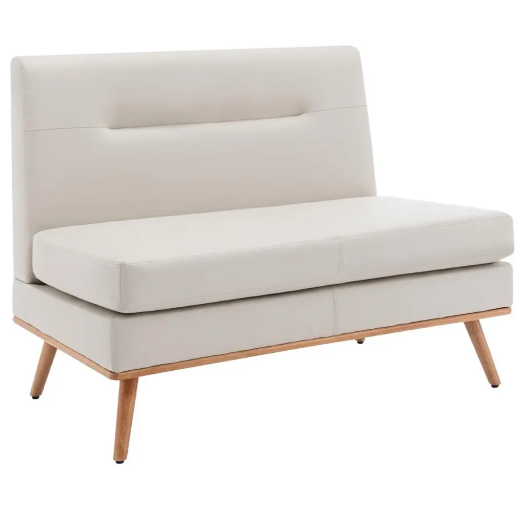 Superwum Faux Leather Modern Mini Sofa Couch Armless Loveseat Beige