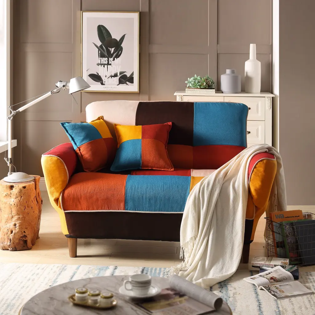Holaki Twin Canvas Chair Bed Convertible Colorful Sleeper Sofa Solid Wood Legs