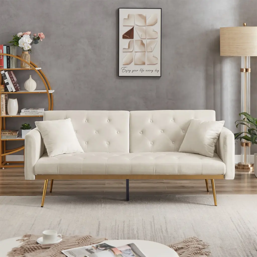 TYAQYF Convertible Futon Sofa Bed Modern Reclining Loveseat Couch 2 Pillows Dorm Living Room Bedroom Office