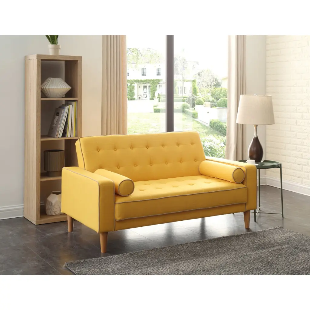 Maykoosh Retro Renaissance Yellow Loveseat Bed Tufted Design