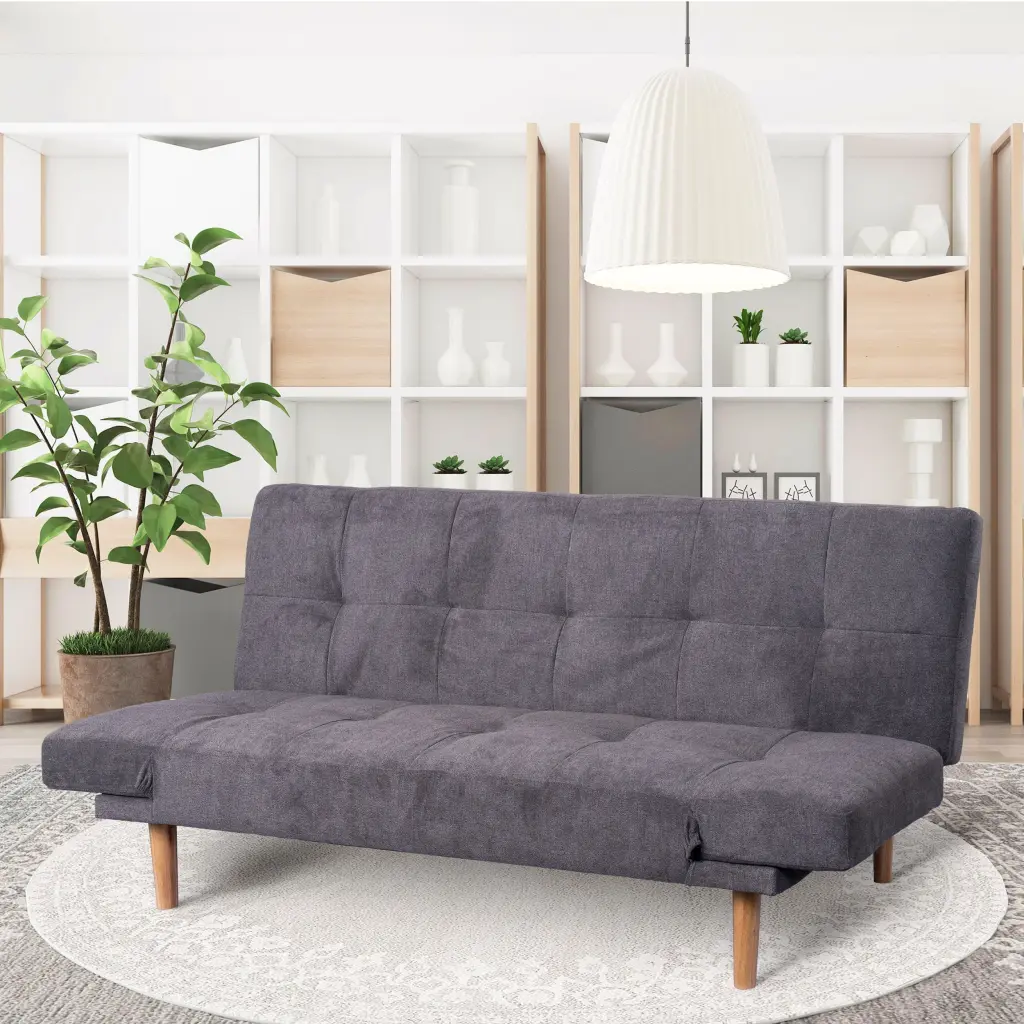 Loveseat Sofa Convertible Sofa Bed Sleeper Velvet Living Room Couches 2 Seating Chair Solid Wood Feet Grey Waytrim