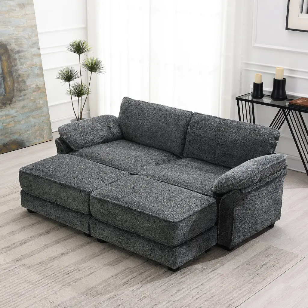 DeeHome Free Combination Modular Convertible Sectional Sofa Bed Set 4 Seat Upholstered Sleeper Corner Couch Deep-Seat Love...