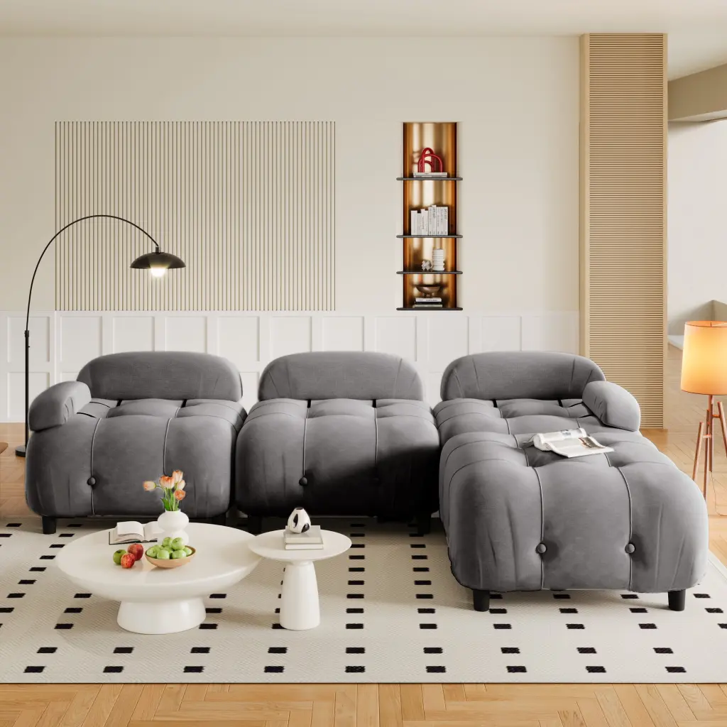 U_STYLE Modular Convertible Sectional Sofa L Shaped Couch Reversible Chaise Living Room Furniture Ghislaine