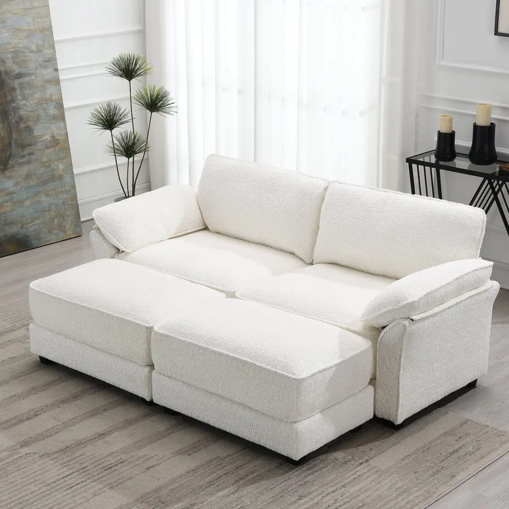 Homiyad Free Combination Modular Convertible Sectional Sofa Bed Set 4 Seat Upholstered Sleeper Corner Couch Deep-Seat Love...