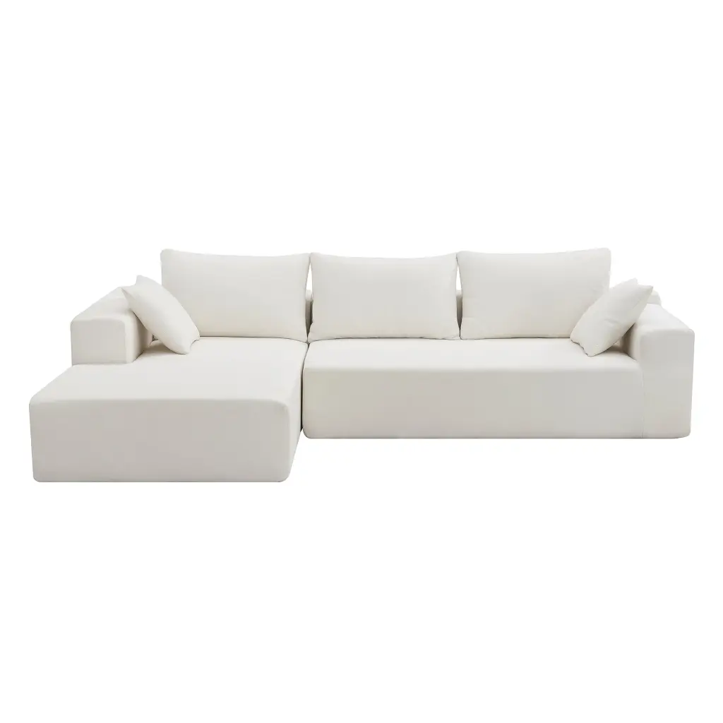 MAICOSY 109 Inch L-Shaped Modular Sectional Couch Convertible Sleeper Sofa Bed White