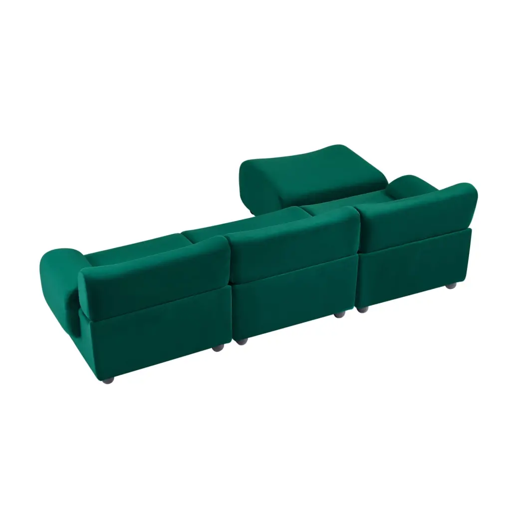 Miekor Furniture 105 Lambswool Large 3 Seater Couch Modular L Shaped Convertible Sectional Sofa Movable Ottoman Green