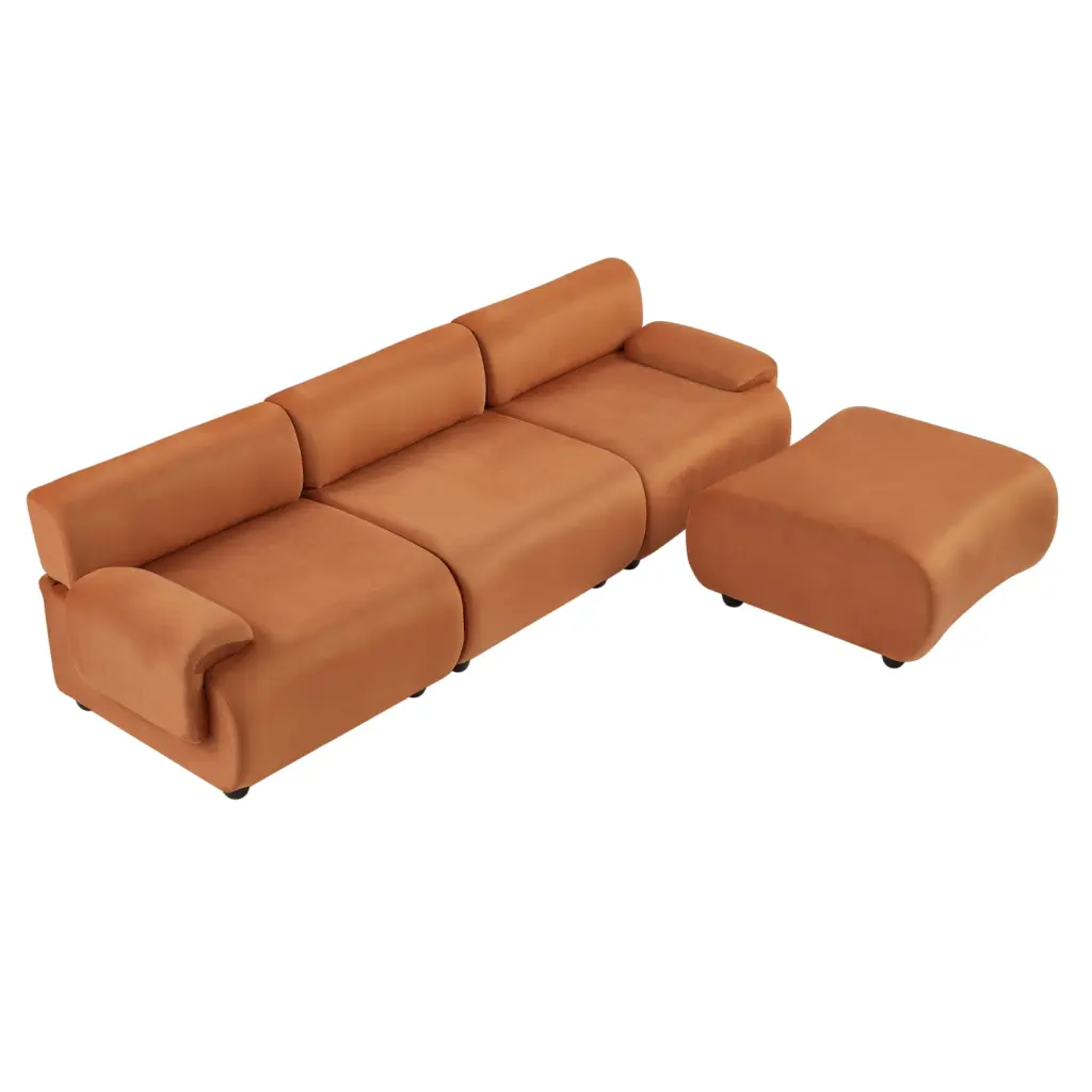 Miekor Furniture 105 Lambswool Large 3 Seater Couch Modular L Shaped Convertible Sectional Sofa Movable Ottoman