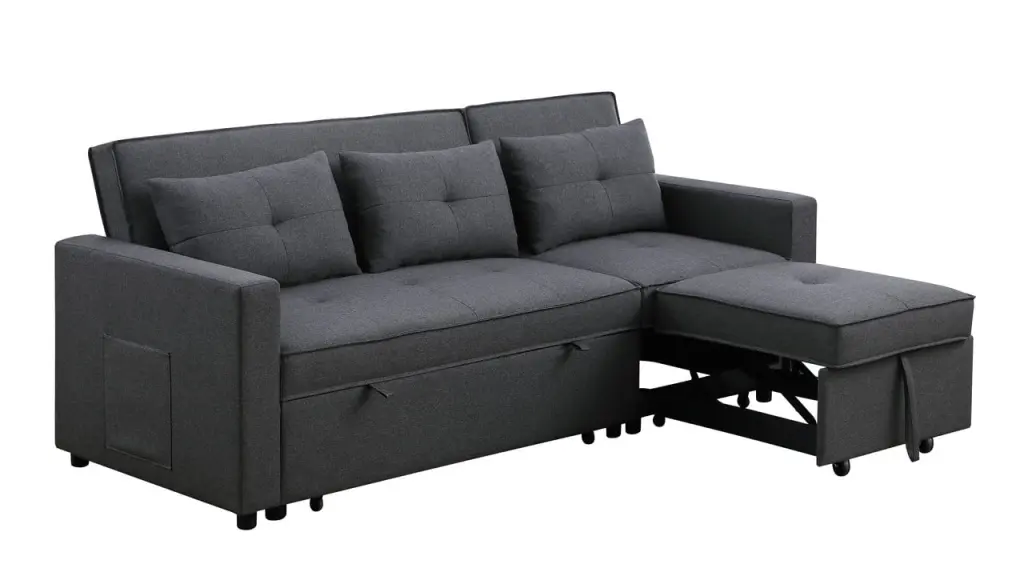Convertible Sectional Sofa Couch Modern Fabric L Shaped 3 Seat Sofa Reversible Chaise Pull Out Bed Swonuk