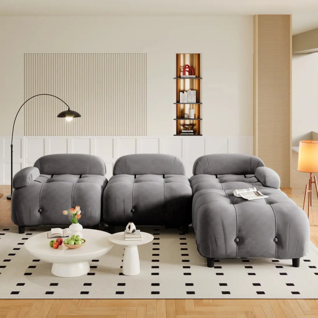U_STYLE Modular Convertible L-Shaped Sectional Sofa Reversible Chaise U Style