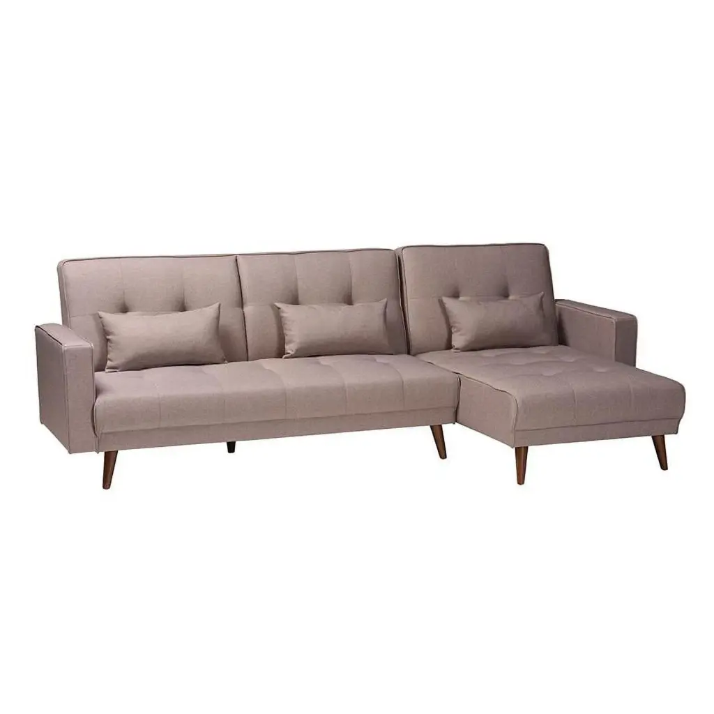 Baxton Studio Claire Clay Fabric Upholstered Convertible Sleeper Sofa Apartment