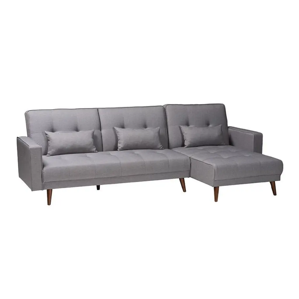 Baxton Studio Claire Slate Fabric Upholstered Convertible Sleeper Sofa Living Room