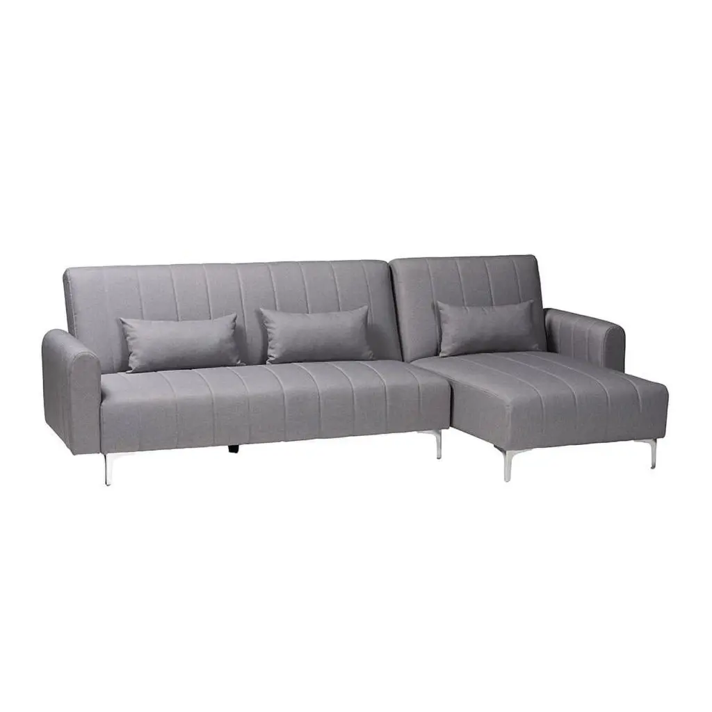 Baxton Studio Lanoma Slate Gray Fabric Upholstered Convertible Sleeper Sofa Small Spaces