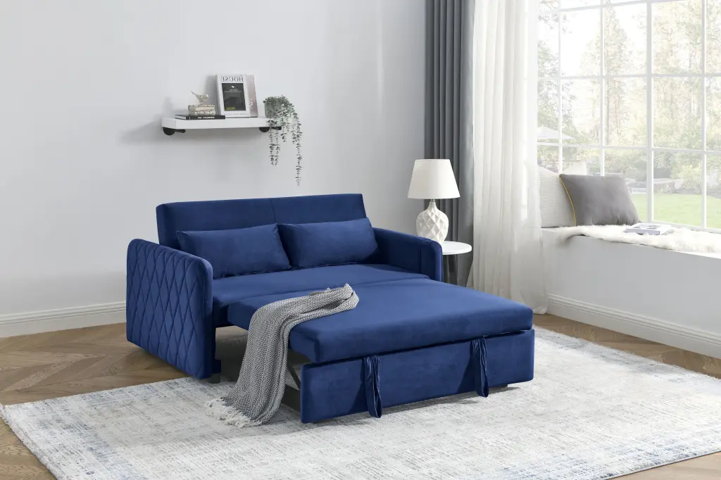 CoSoTower 55 Modern Convertible Sofa Bed Velvet Loveseat Pull Out Bed Adjustable Backrest