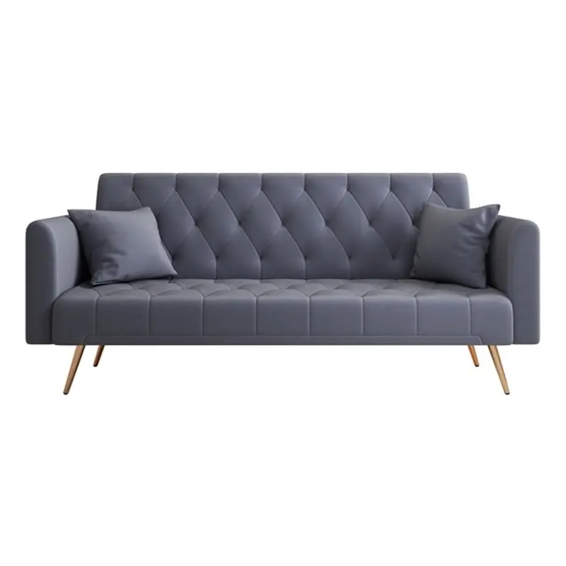 71 Inch Convertible Sofa Bed Folding Velvet Sofa Adjustable Backrest Gray Small Spaces Direct Wicker