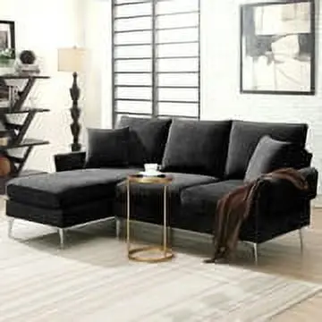 84 Convertible Sectional Sofa Modern Chenille L-Shaped Sofa Couch Reversible Chaise Lounge Living Room Apartment IM Lashes