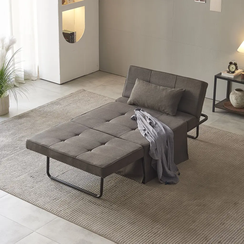 Sleeper Chair 3 1 Convertible Chair Bed Modern Sofa Chair Adjustable Backrest Brown Jiexi