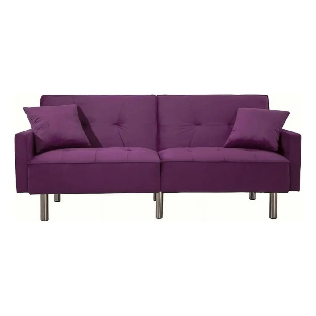 Legend Vansen 80 Convertible Modern Wood Velvet Fabric Sofa Bed Purple