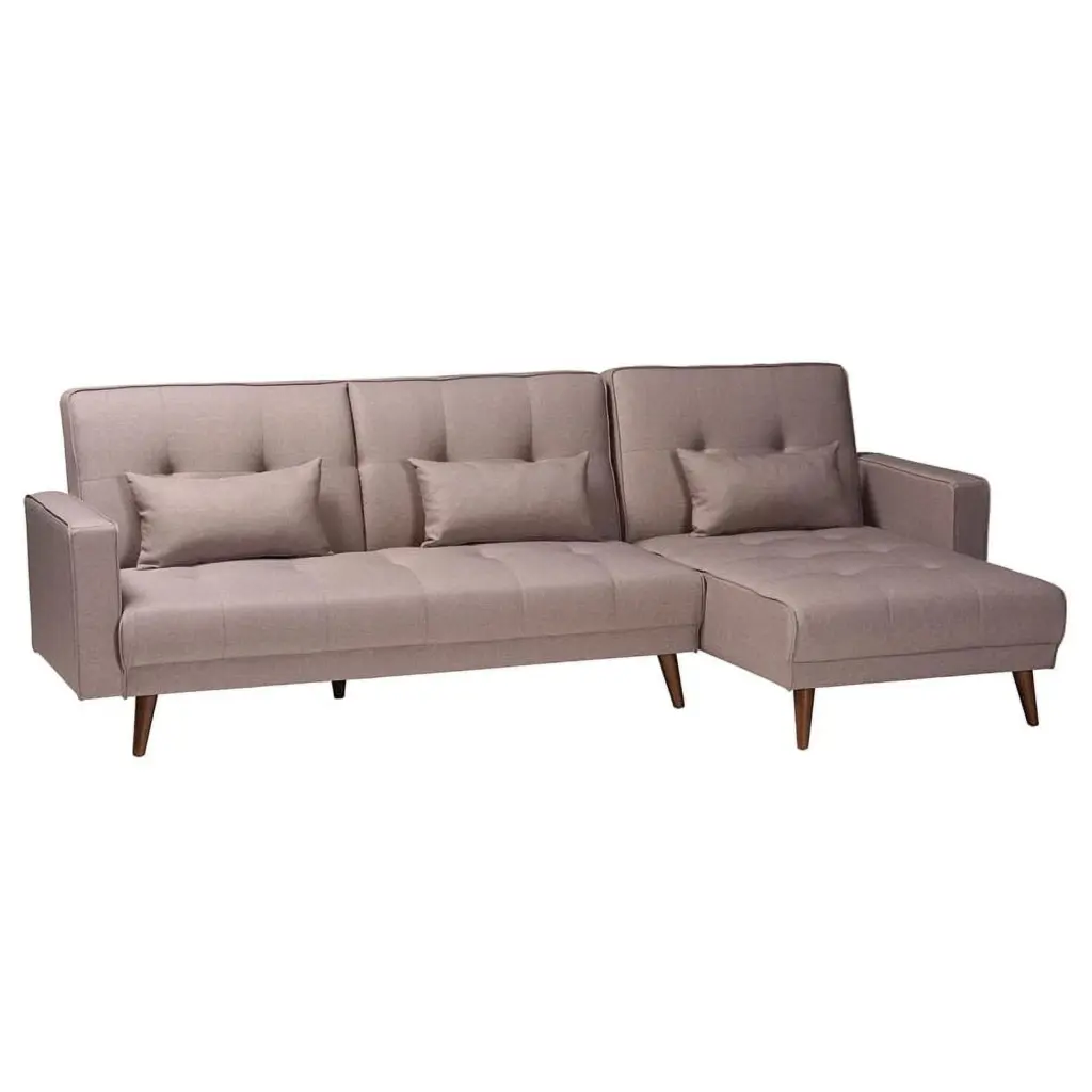 Pemberly Row Clay Fabric Upholstered Convertible Sleeper Sofa Chaise