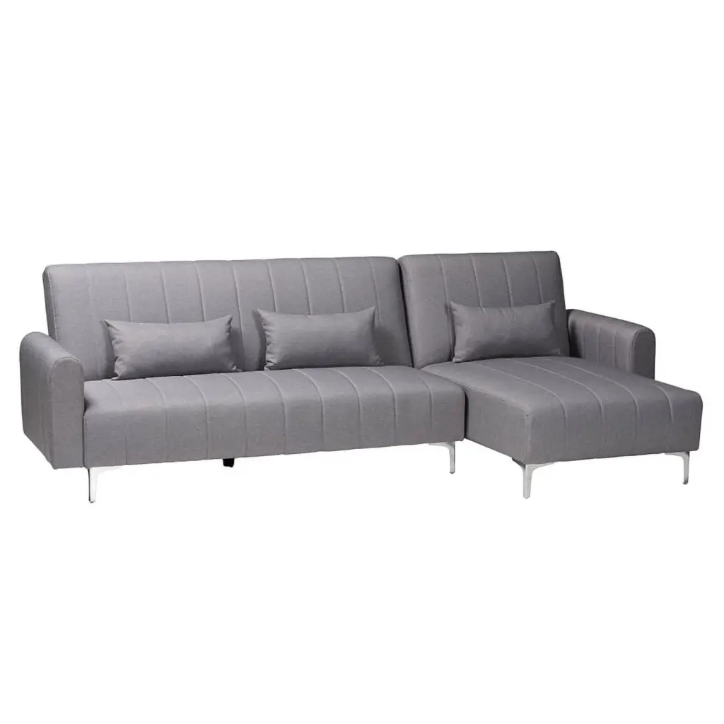 Pemberly Row Slate Gray Fabric Upholstered Convertible Sleeper Sofa Small Spaces