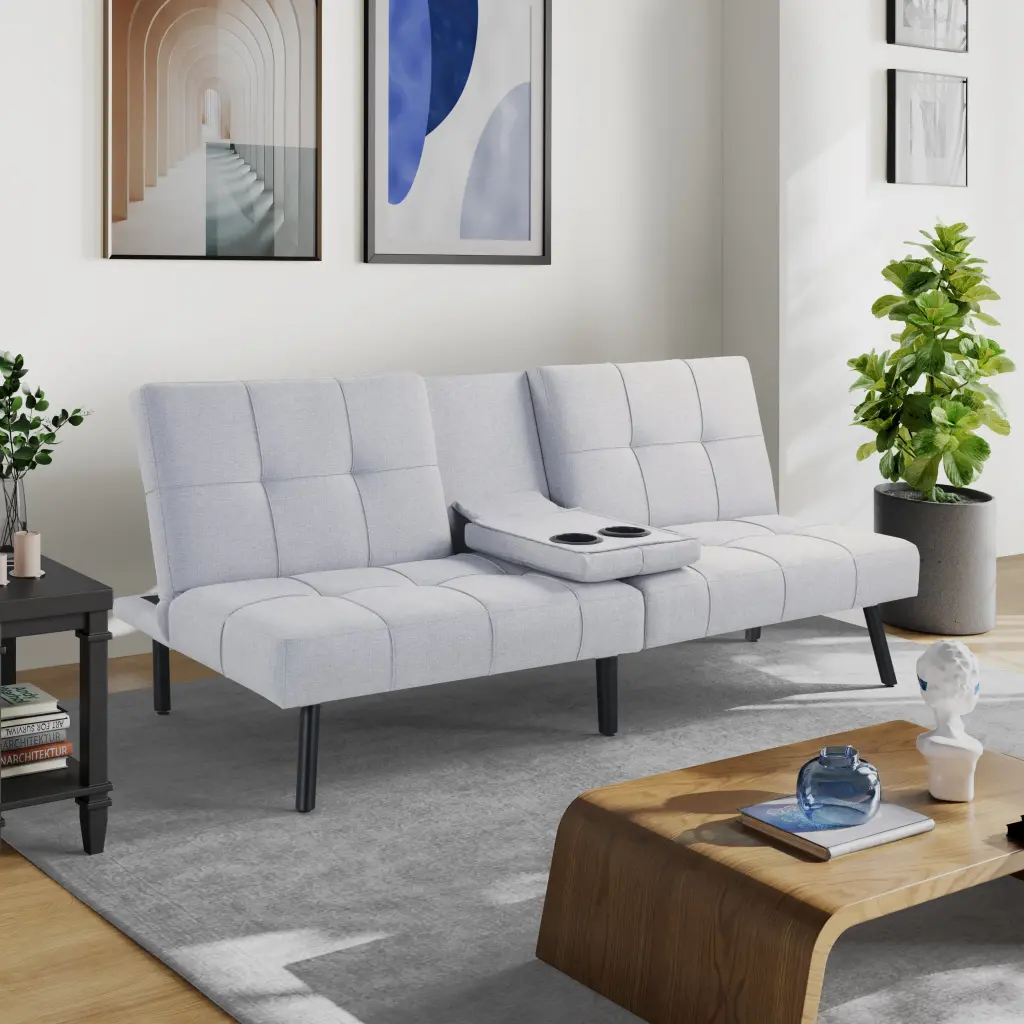 Serta Landry Modern Convertible Sofa Light Gray Fabric